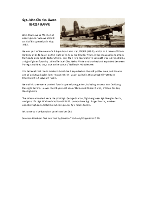 A preview of a PDF biography for Owen, John Charles